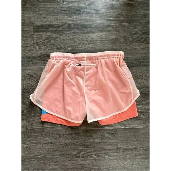 Nike Women's Pink & Coral Icon Clash Tempo Luxe Mid-rise Running Shorts Size XL - Picture 4 of 7